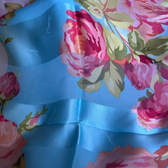 YSL Yves Saint Laurent Floral Silk Scarf 34" - Picture 5 of 9